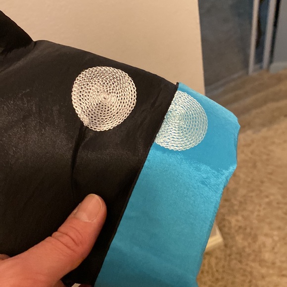 Black and sky blue open jacket with metallic embroidered details, size large - Picture 4 of 6